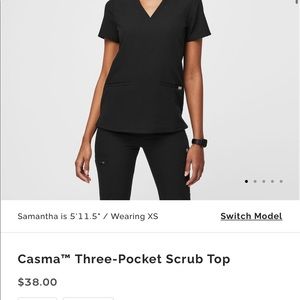 Womens FIGS small casma top and small tall Zamora joggers in black